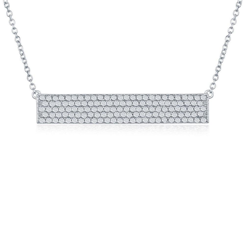 Sterling Silver CZ Bar Necklace
