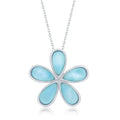 Sterling Silver Daisy Flower Larimar Pendant