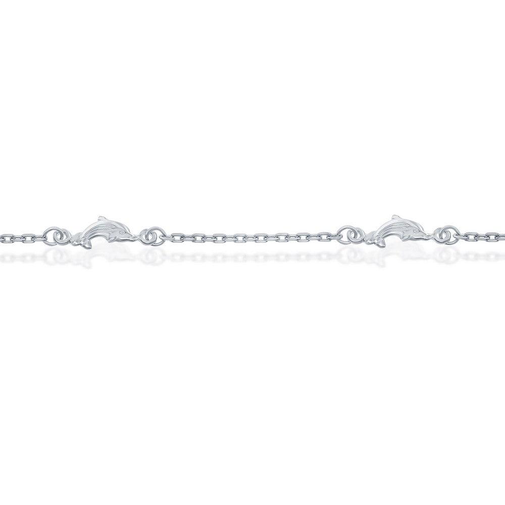 Sterling Silver Dolphins Anklet