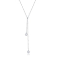 Sterling Silver Double Bezel-Set CZ Dangling Lariat Necklace