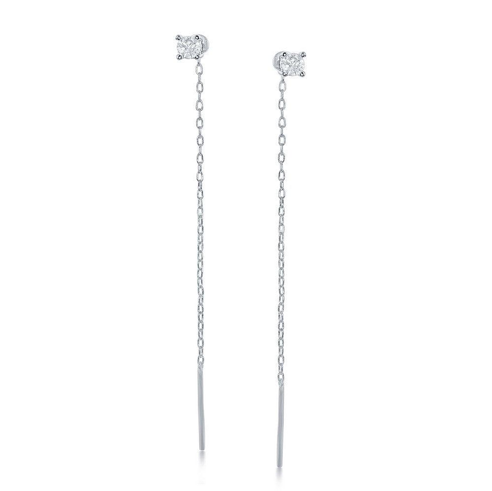 Sterling Silver Four Prong Chain Threader Earrings