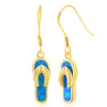 Sterling Silver Gold Plated Blue Inlay Opal Flip-Flop Earrings