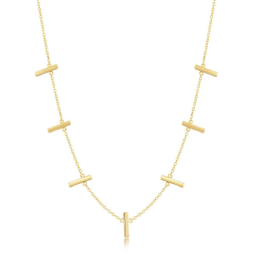 Sterling Silver Gold Plated Verticle Bars Necklace
