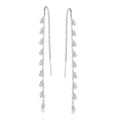 Sterling Silver Hanging Bezel Set CZ Earrings
