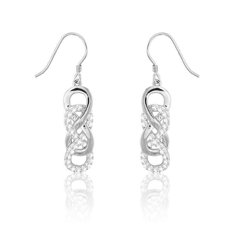 Sterling Silver Interlocking Infinity Earrings