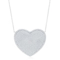 Sterling Silver Large Micro Pave Heart CZ Necklace