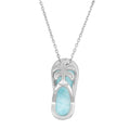 Sterling Silver Larimar Flip Flop with Small Palm Tree Detail Pendant
