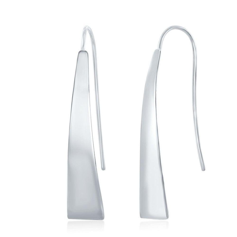 Sterling Silver Long Triangle Shaped Earrings