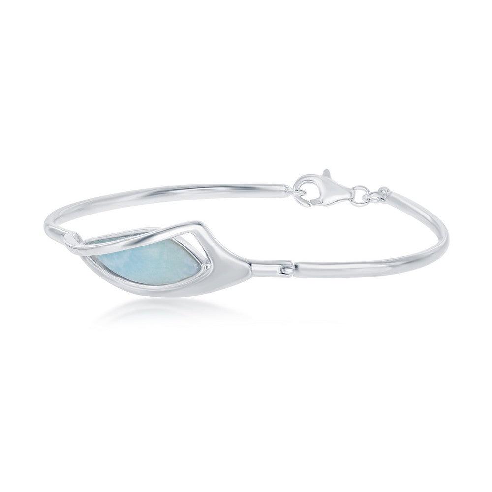 Sterling Silver Marquise Shaped Larimar Bangle