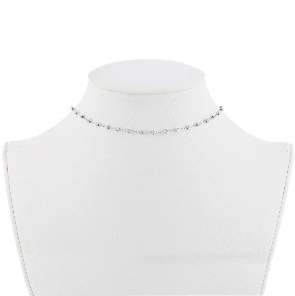 Sterling Silver Moon Cut Bead Choker Necklace