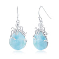 Sterling Silver Pear-Shaped Larimar Octopus Earrings