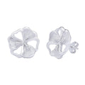 Sterling Silver Petunia Shaped Diamond Earrings
