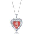 Sterling Silver Pink Stone Cameo Heart Locket