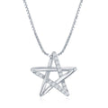 Sterling Silver Rhodium Plated Cubic Zirconia Star Necklace