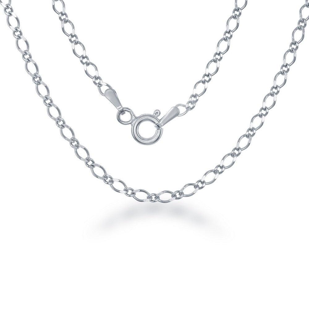 Sterling Silver Rhodium Plated Fancy Link Chain, 18"