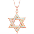 Sterling Silver Rose GP White Inlay Opal Star of David Pendant