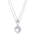 Sterling Silver Round Heart Cut-Out Double Strand Necklace
