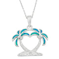Sterling Silver Two Palm Trees Heart Pendant
