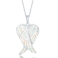 Sterling Silver White Inlay Angel Wings Pendant