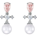 Swarovski Women's Drop Earrings - Perfection Pierced Pearl Rhodium Plated | 5516592