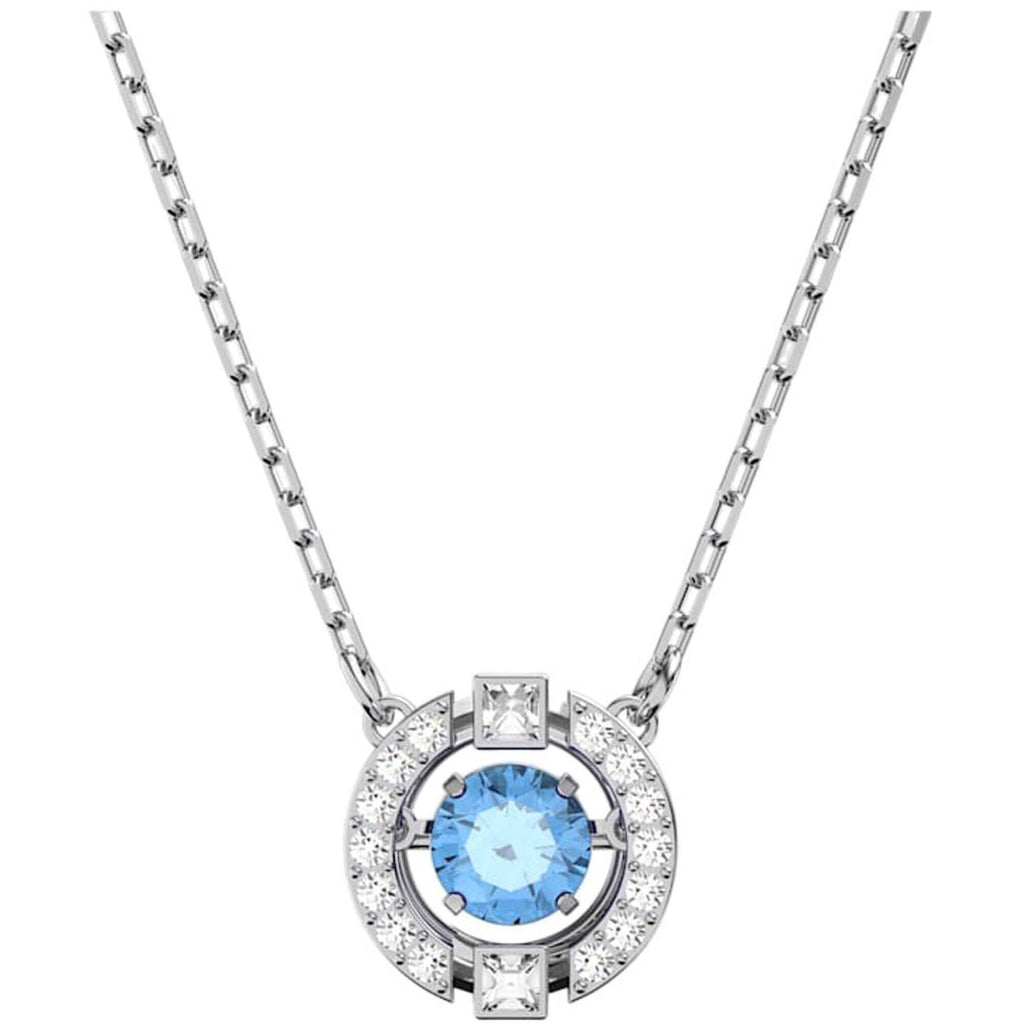 Swarovski Women's Necklace - Sparkling Dance Rhodium Plated Round Blue Stone | 5279425