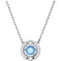 Swarovski Women's Necklace - Sparkling Dance Rhodium Plated Round Blue Stone | 5279425