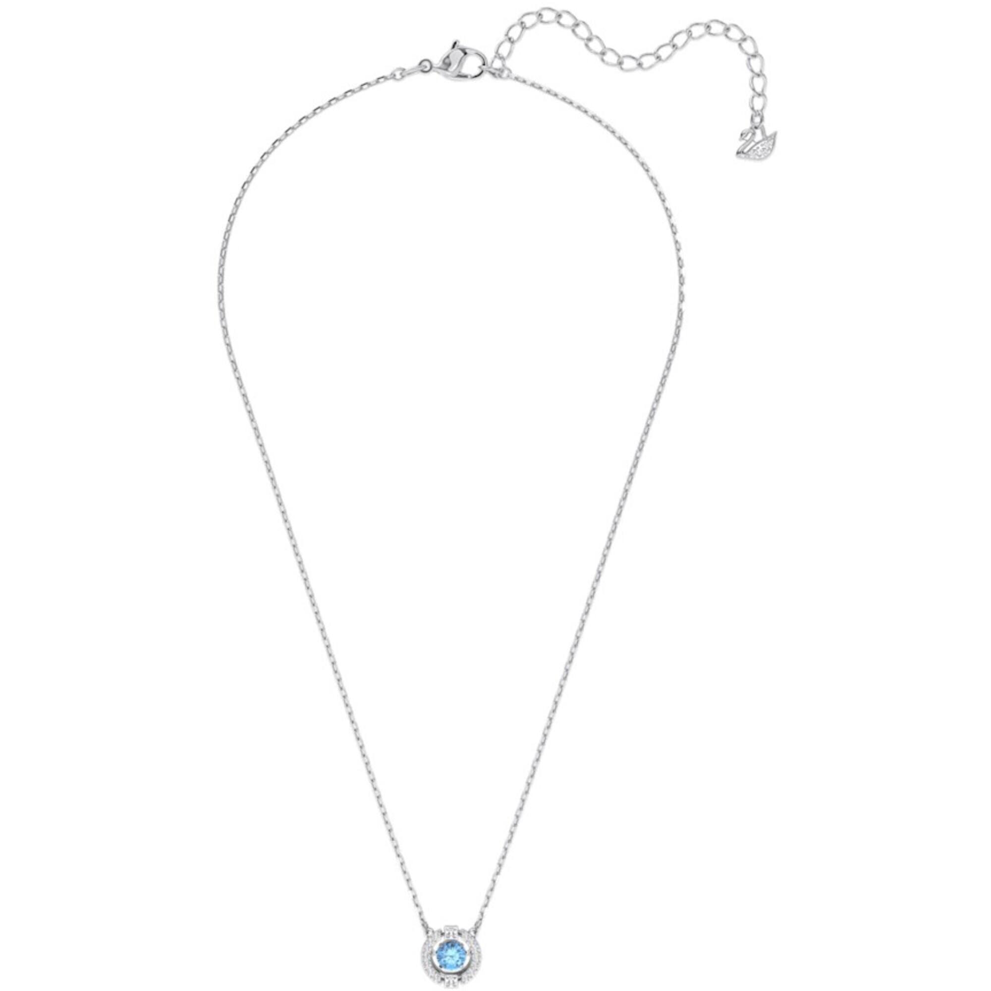 Swarovski Women's Necklace - Sparkling Dance Rhodium Plated Round Blue Stone | 5279425