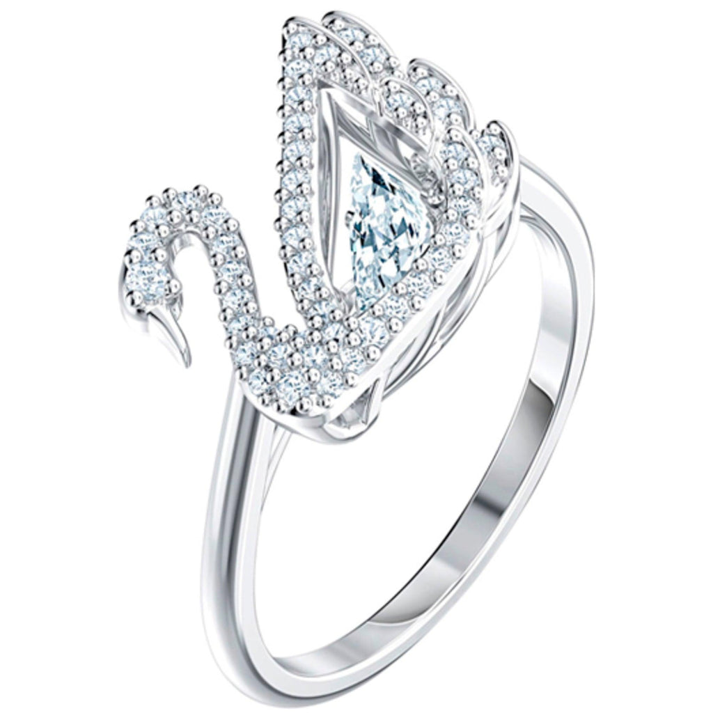 Swarovski Women's Ring - Dancing Swan Rhodium Plated and Crystal, Size 6.75 | 5520712