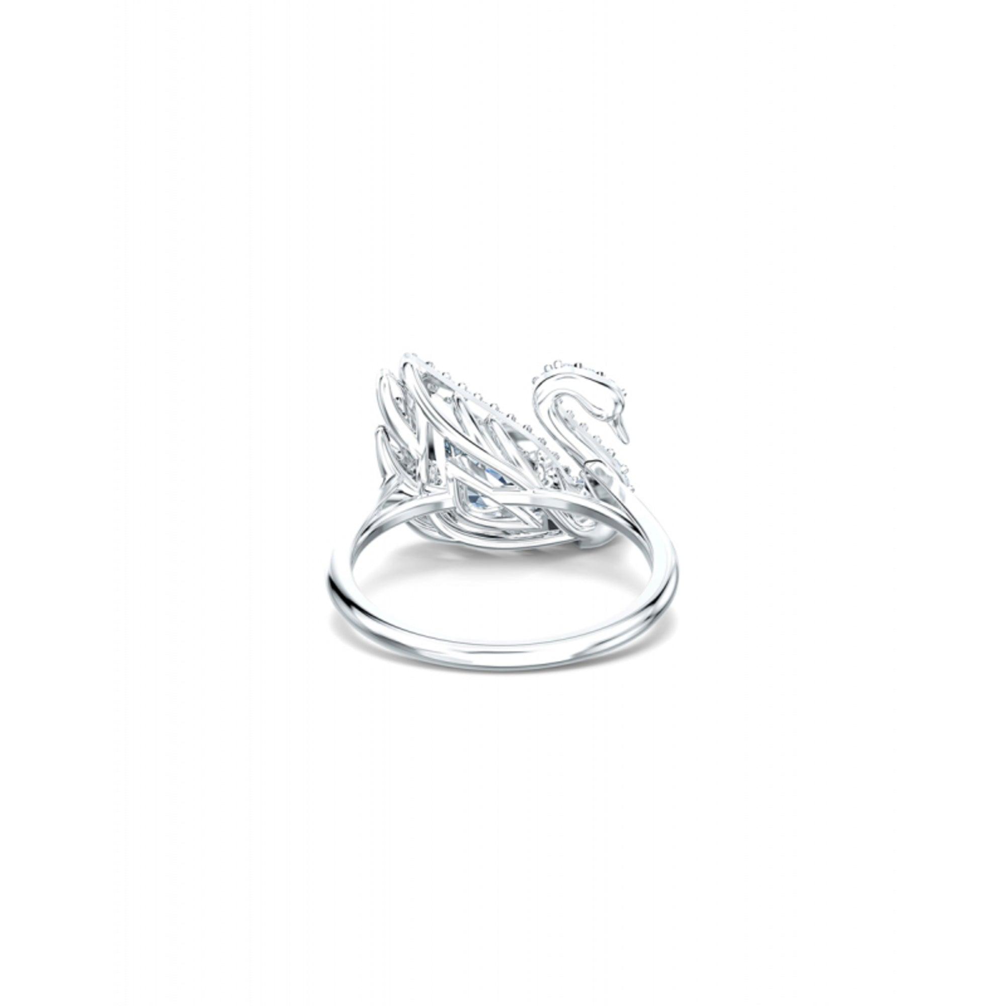 Swarovski Women's Ring - Dancing Swan Rhodium Plated and Crystal, Size 6.75 | 5520712