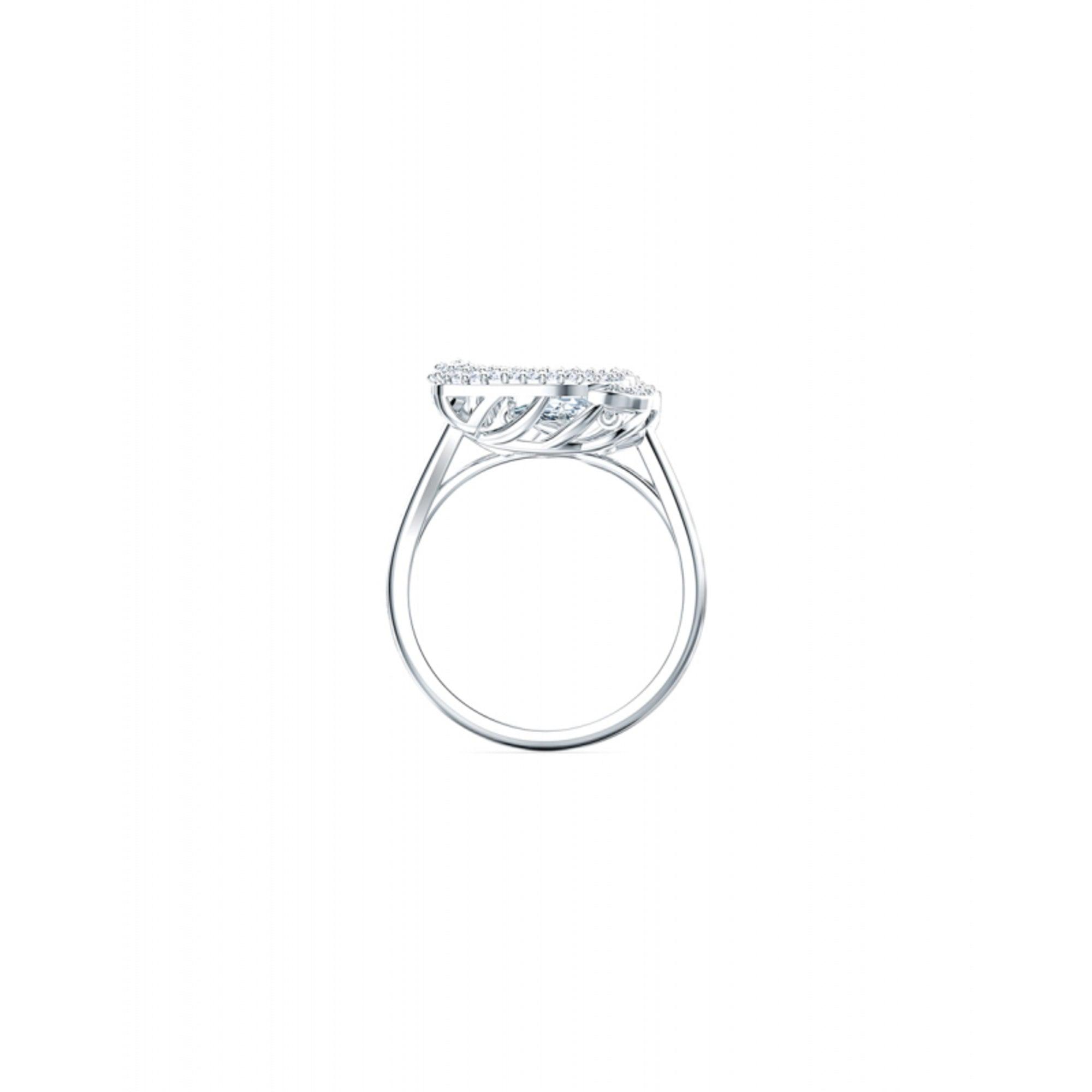 Swarovski Women's Ring - Dancing Swan Rhodium Plated and Crystal, Size 6.75 | 5520712