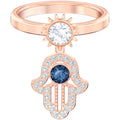 Swarovski Women's Ring - Duo Evil Symbolic Motif Rose Gold Plated, Size 6.75 | 5510068