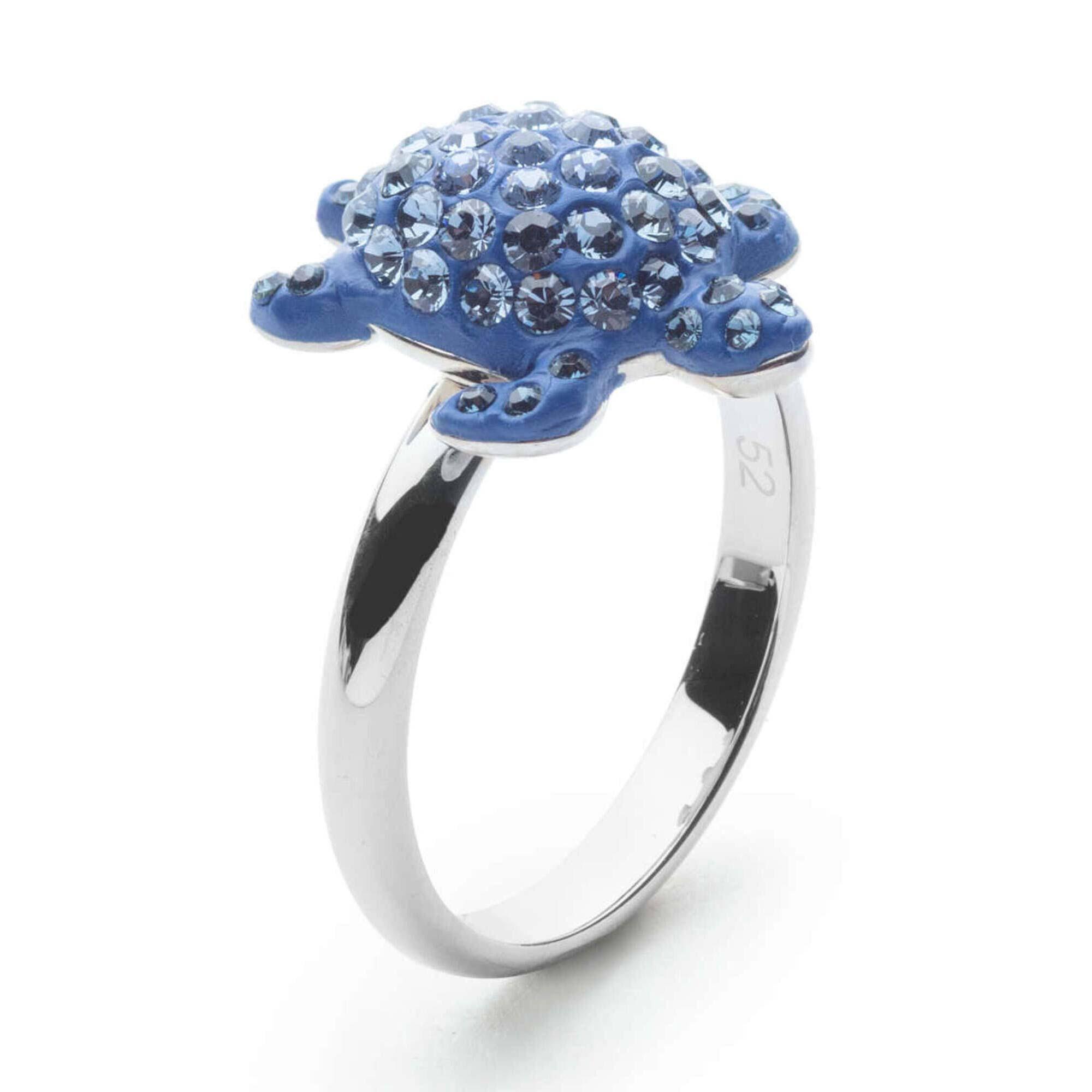 Swarovski Women's Ring - Mustique Sea Life Blue Crystals Turtle, Size 5.5 | 5525668
