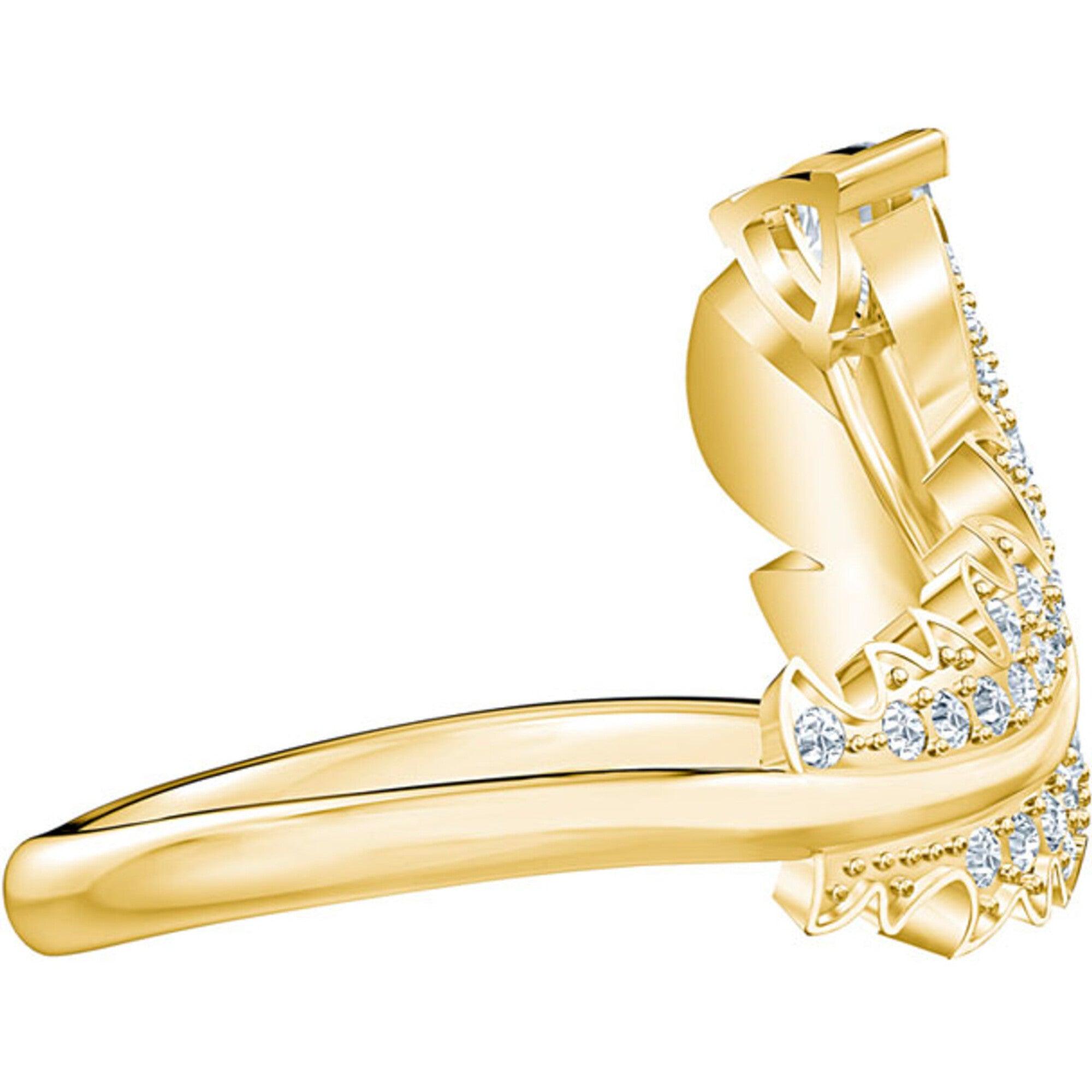 Swarovski Women's Ring - Nice Gold Tone Plated White Crystal Motif, Size 6.75 | 5515384