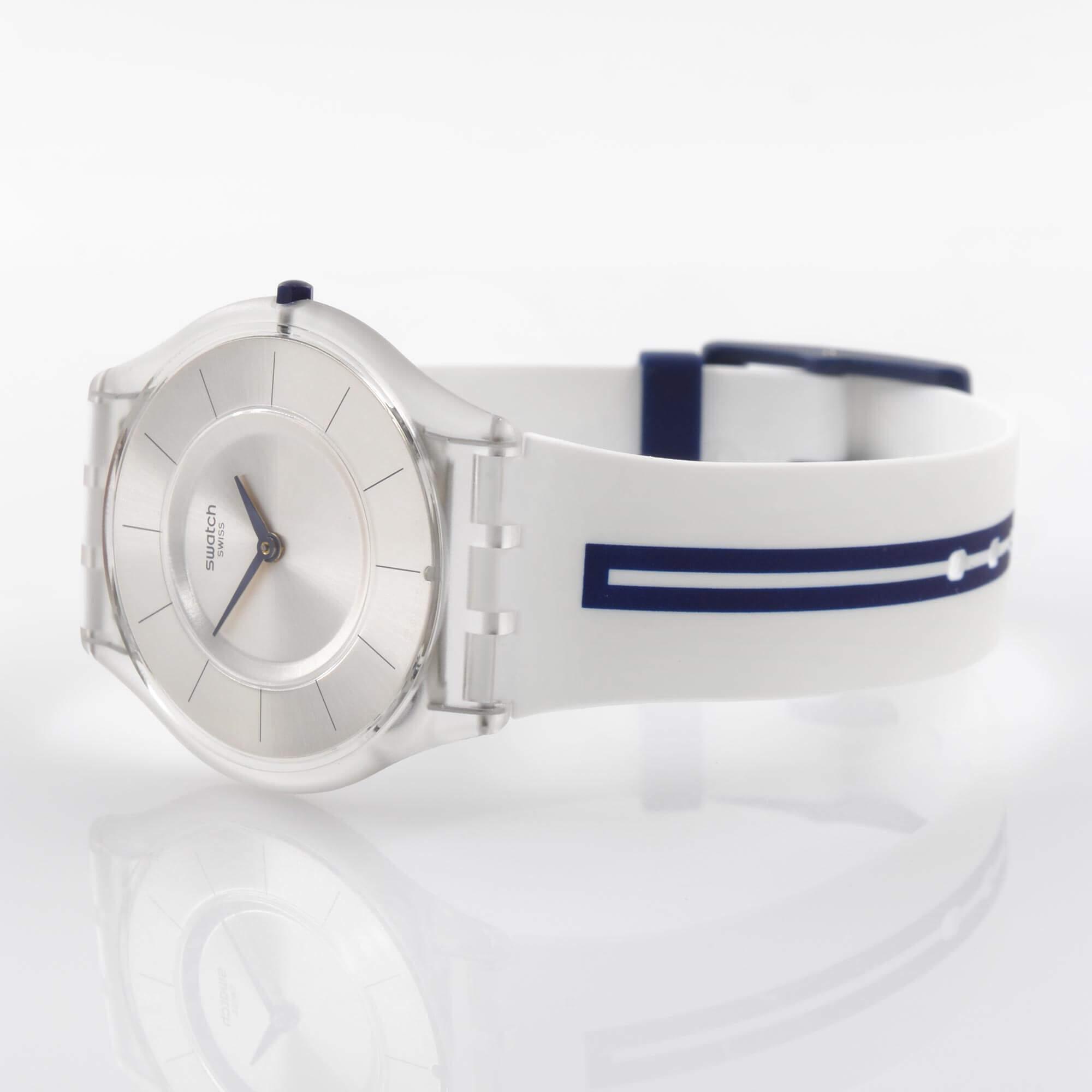 Swatch Women's Watch - Time to Swatch Mediolino Silver Dial Rubber Strap | SFE112