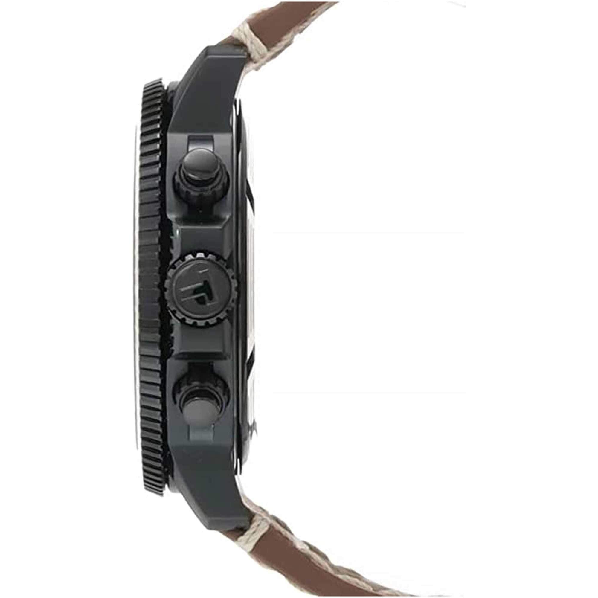 Tissot Men's Chronograph Watch - Seastar 1000 Black Case Brown Strap | T1204173605100