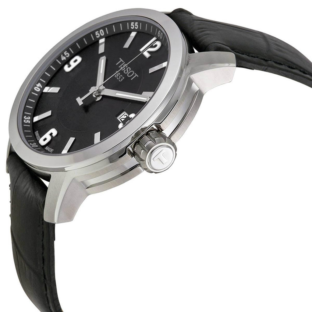 Tissot Men's Quartz Watch - PRC 200 Black Dial Leather Strap | T0554101605700