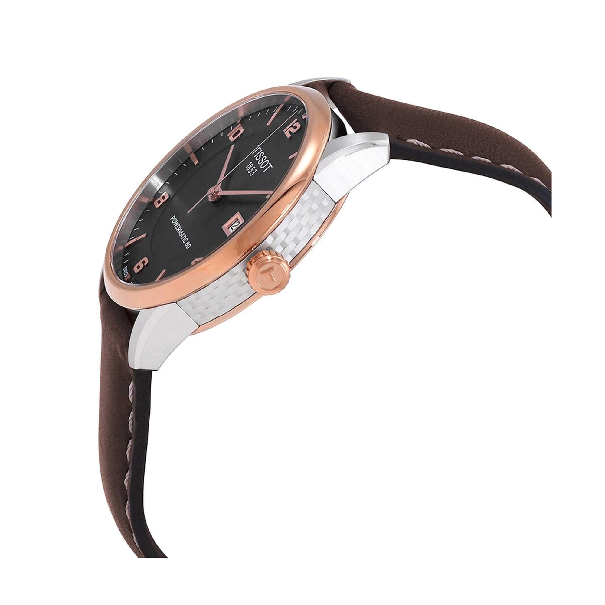 Tissot Men's Watch - Automatic Anthracite Dial Brown Leather Strap | T0864072606700