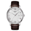 Tissot Men's Watch - Tradition Silver Tone Dial Brown Leather Strap | T0636101603800