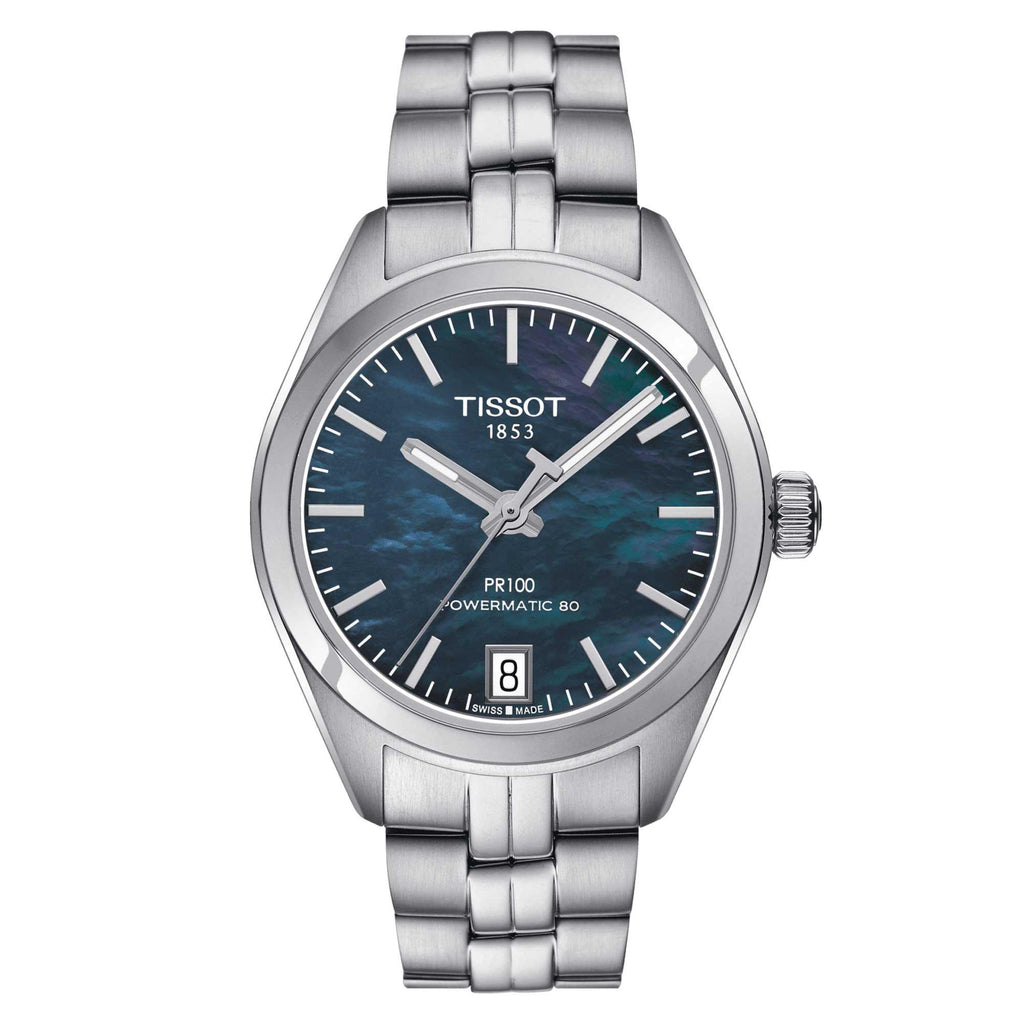 Tissot Women's Automatic Watch - PR 100 MOP Dial Silver Bracelet | T1012071112100