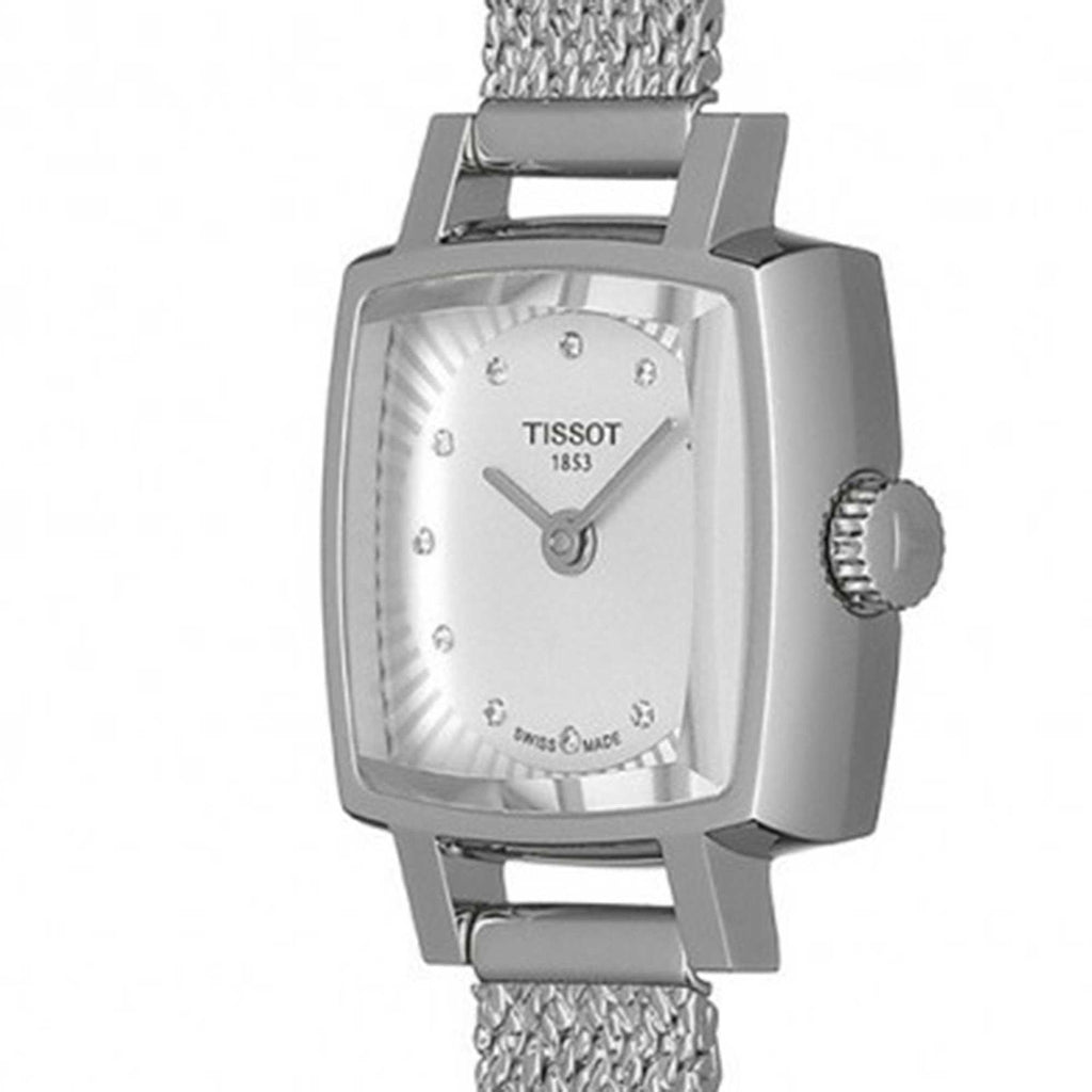 Tissot Women's Diamond Watch - Lovely Square Quartz Grey Bracelet | T0581091103600