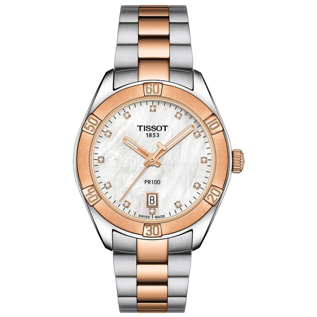 Tissot Women's Watch - PR 100 Sport Chic White MOP Dial TT Bracelet | T1019102211600