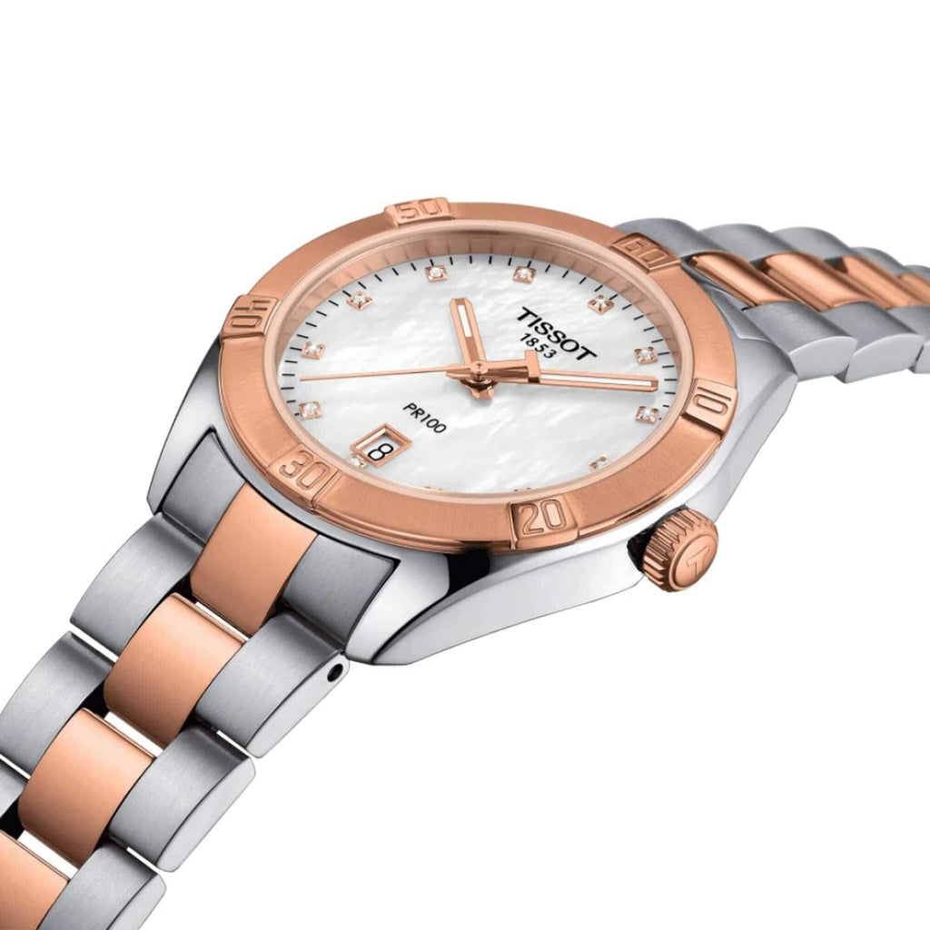 Tissot Women's Watch - PR 100 Sport Chic White MOP Dial TT Bracelet | T1019102211600